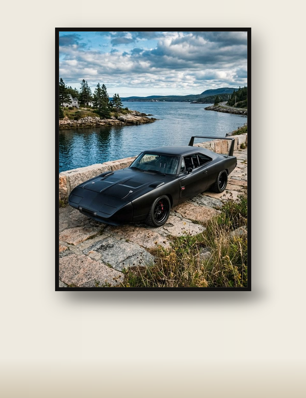 Matte Black Dodge Daytona Bay poster