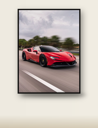 Red Ferrari SF90 poster