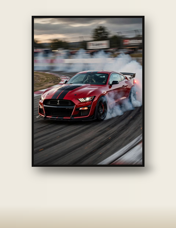Red Ford Mustang GT500 Drift poster