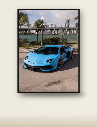 Blue Lamborghini Aventador Miami poster