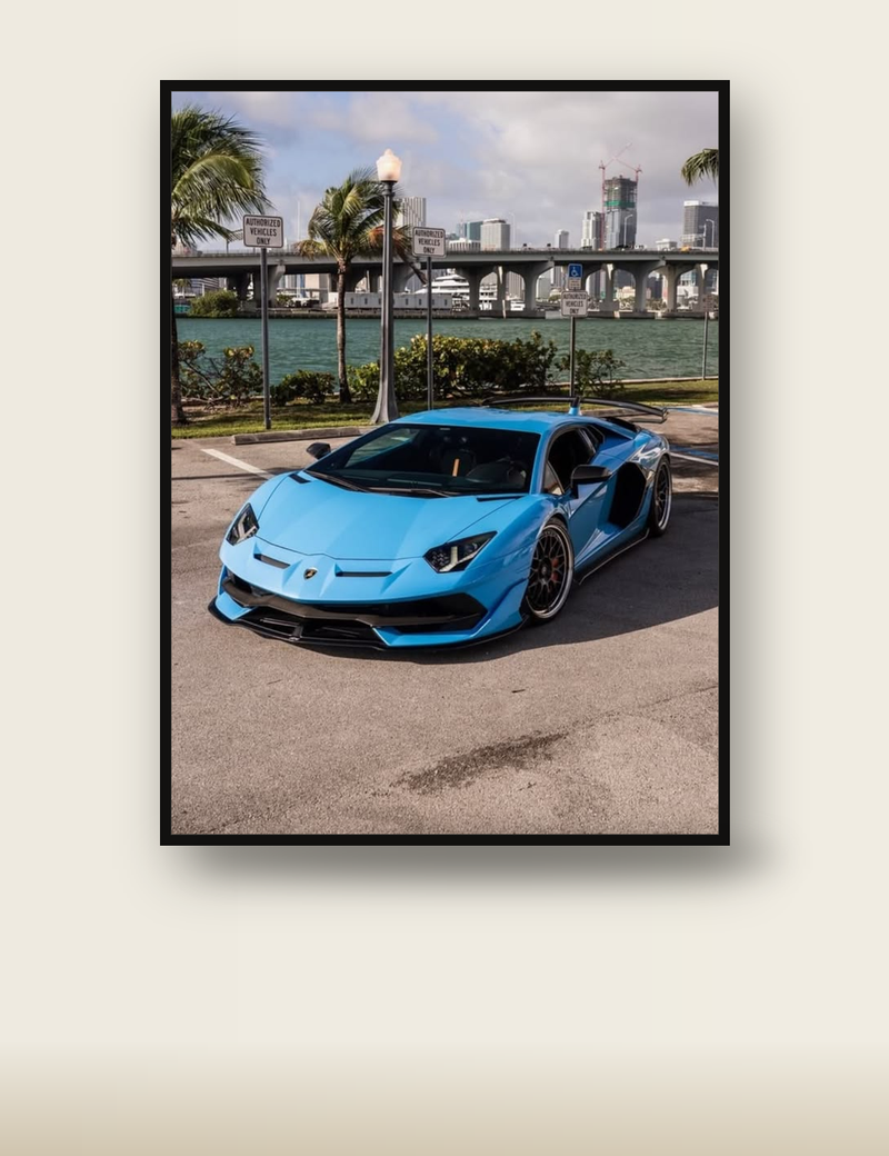 Blue Lamborghini Aventador Miami poster