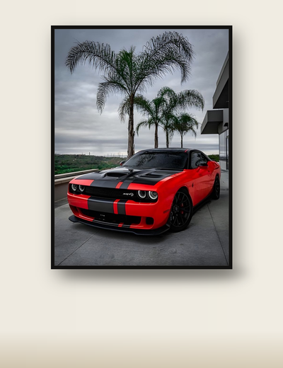 Red Dodge Challenger Hellcat poster