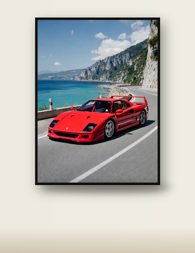 Red Ferrari F40 Coastal poster
