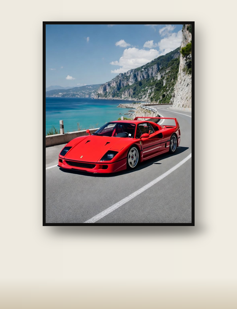 Red Ferrari F40 Coastal poster