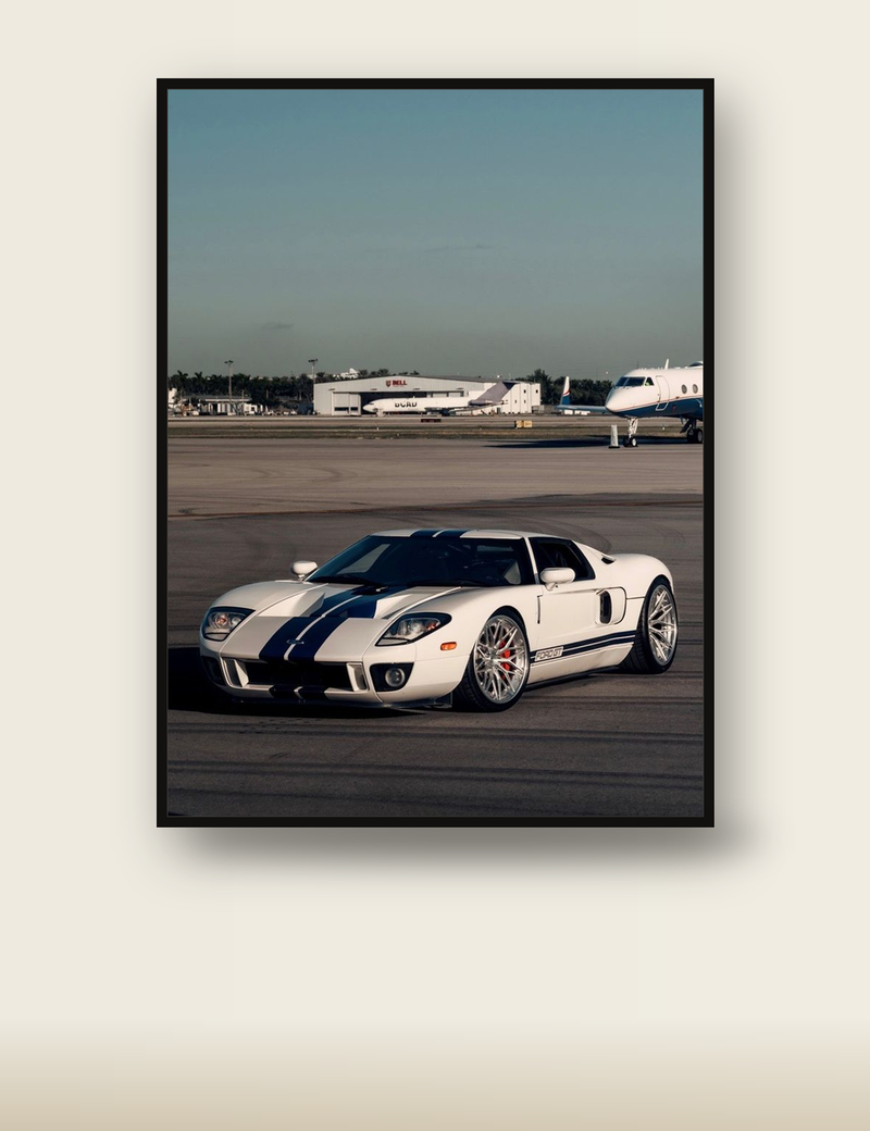 White Ford GT Airport poster
