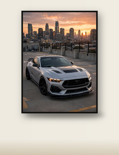 Silver Ford Mustang Rooftop poster
