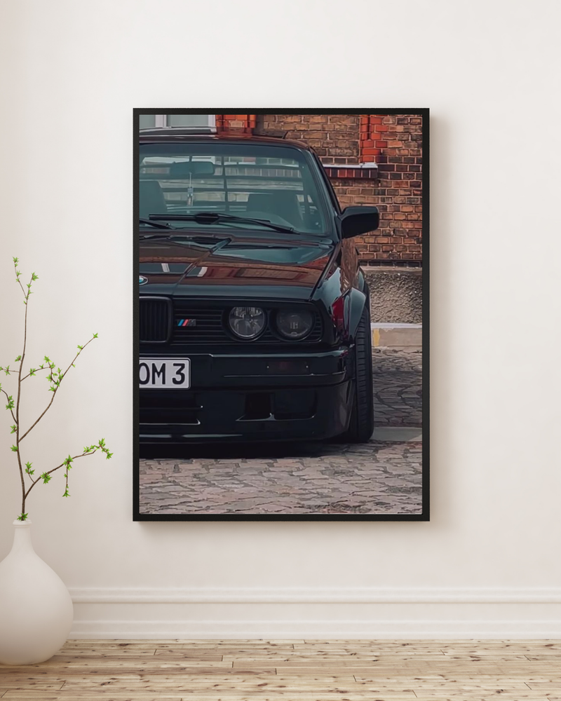 Black BMW E30 poster