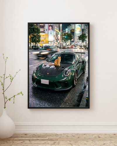 Green porsche poster