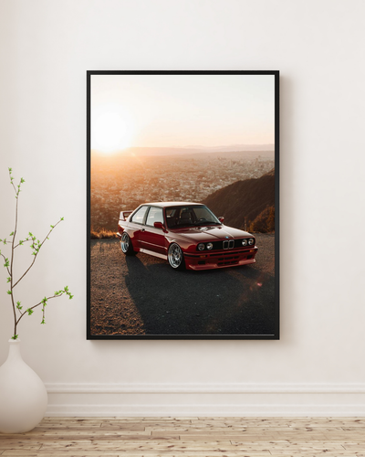 Red BMW M3 E30 poster