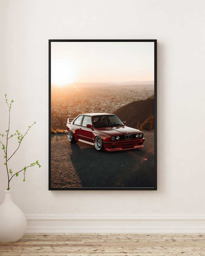 Red BMW M3 E30 poster