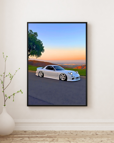 White Mazda RX7 poster